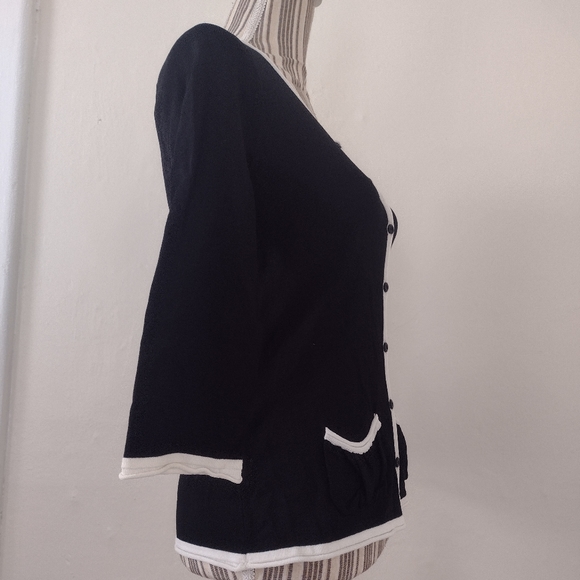 Javier Simorra Barcelona Black Button Front Lightweight Blouse w Pockets Size 4 - Picture 5 of 10